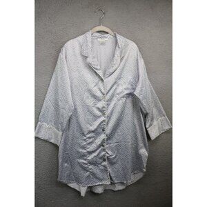 Natori Private Luxuries Satin Button Up Sleepshirt-Size Medium-Soft-Cozy Chic